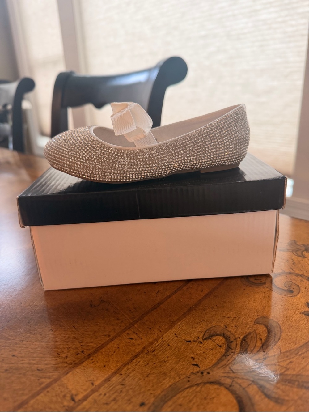 Sparkling Ivory Rhinestone Ballet Flat with Bow
